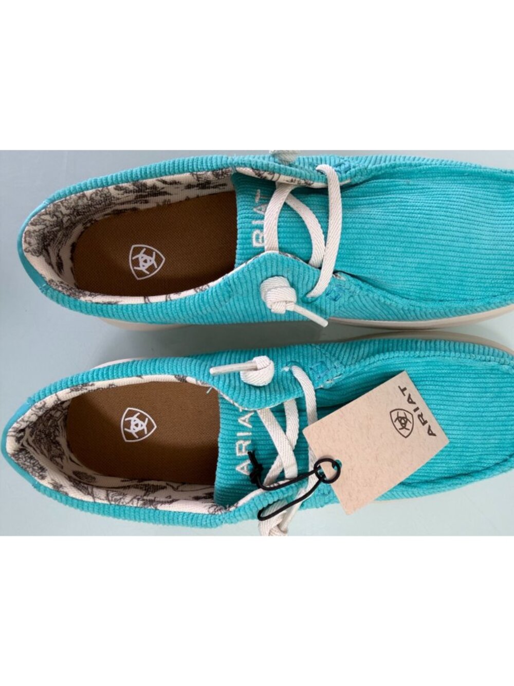 New Ariat Hilo Turquoise Corduroy Shoes Womens Size 8 Loafers Slip On NWT - Picture 7 of 10